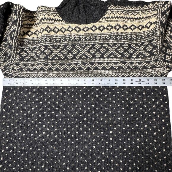 Ralph Lauren Country Black Cream Sweater Women Large Hand Knit Wool Silk Vintage - Picture 11 of 16